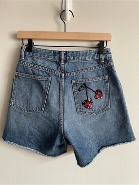 Marc Jacobs high waist jorts cherry sequin back pocket summer jean shorts